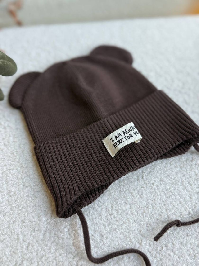 ❤ Шапка демісезонна на зав'язках. Принт - Шоколад (#39515151) ✓ Anna Konvert