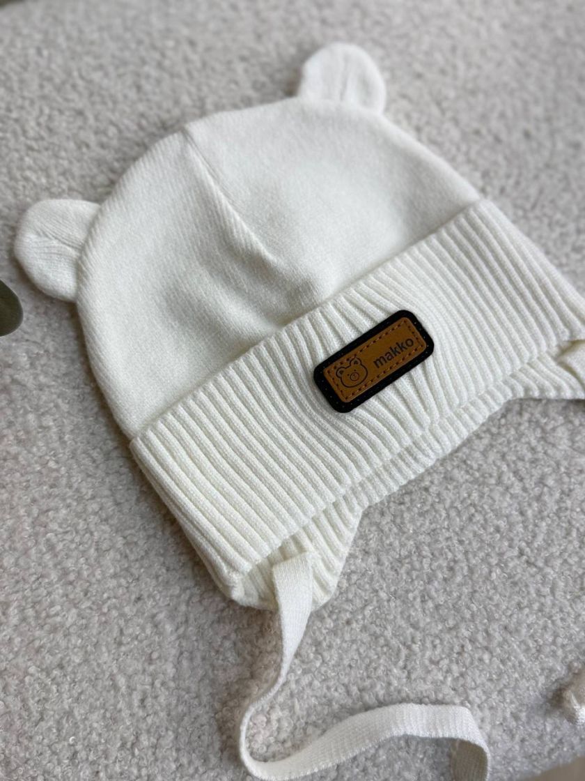 ❤ Шапка демісезонна на зав'язках. Принт - Білий (#89212415) ✓ Anna Konvert