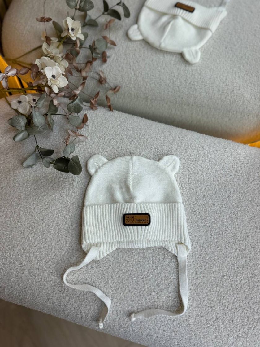 ❤ Шапка демісезонна на зав'язках. Принт - Білий (#89212415) ✓ Anna Konvert