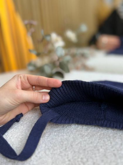 ❤ Шапка демісезонна на зав'язках. Принт - Синій (#11153748) ✓ Anna Konvert 2