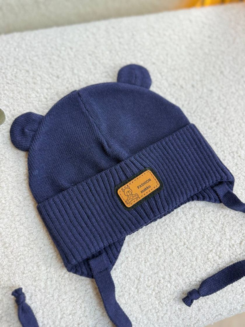 ❤ Шапка демісезонна на зав'язках. Принт - Синій (#11153748) ✓ Anna Konvert