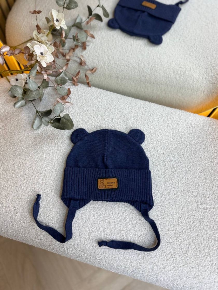 ❤ Шапка демісезонна на зав'язках. Принт - Синій (#11153748) ✓ Anna Konvert