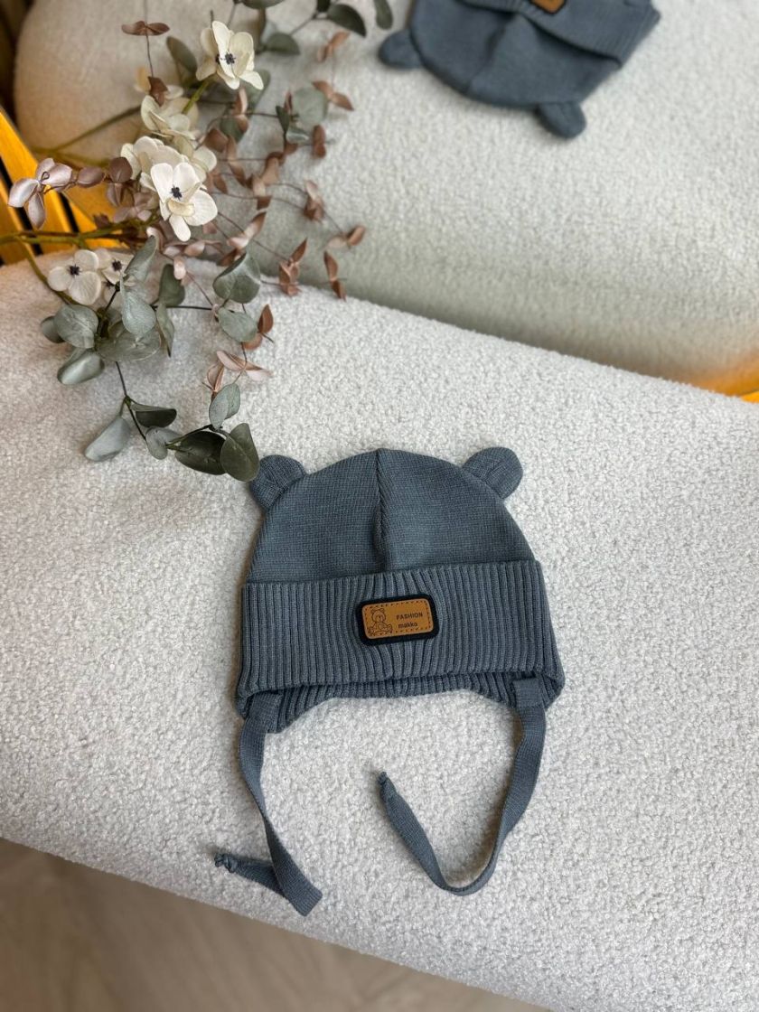 ❤ Шапка демісезонна на зав'язках. Принт - Темно сірий (#22958601) ✓ Anna Konvert