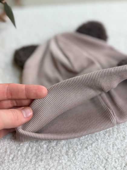 ❤ Шапка демісезонна з вушками Тедді. Принт - Кавовий (#18102312) ✓ Anna Konvert 2