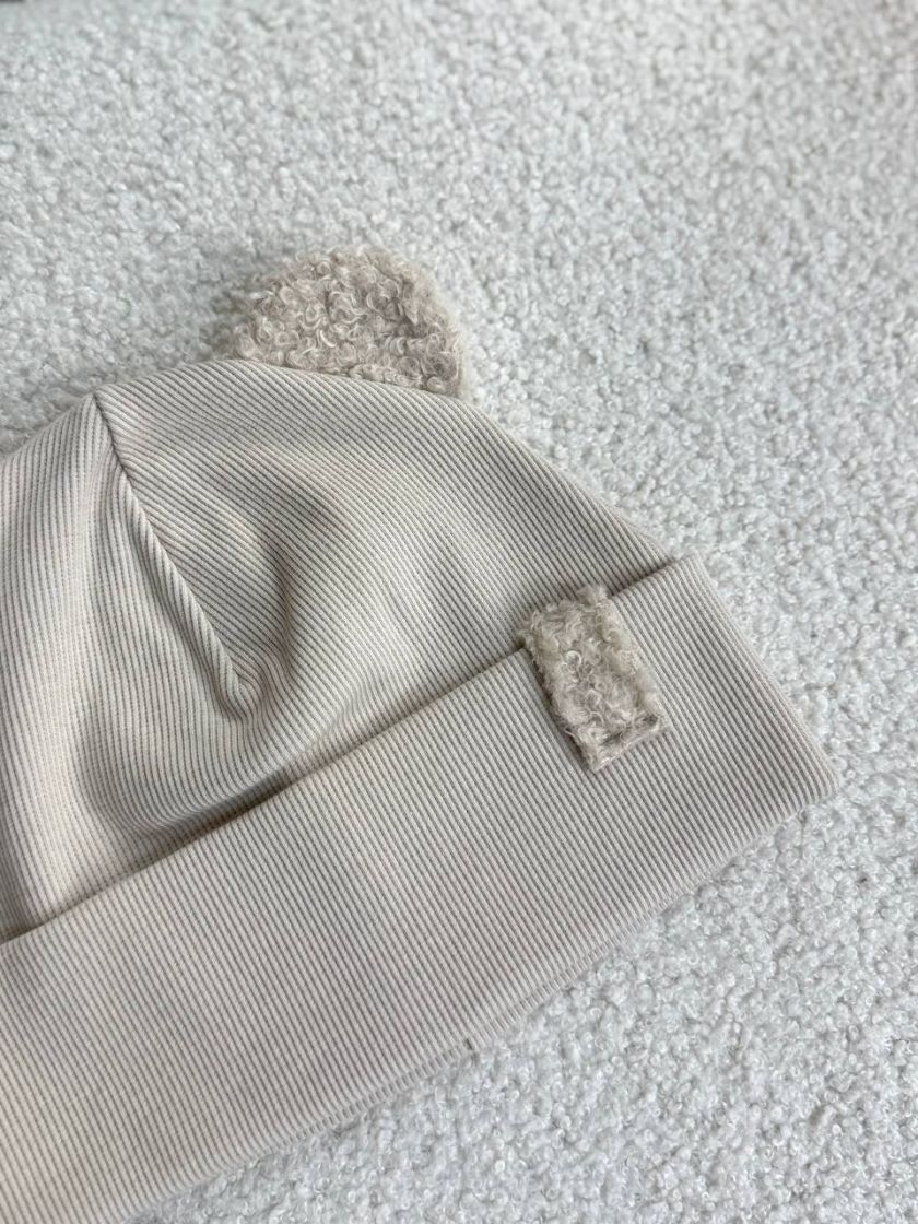 ❤ Шапка демісезонна з вушками Тедді. Принт - Кремовий світліший (#58601561) ✓ Anna Konvert