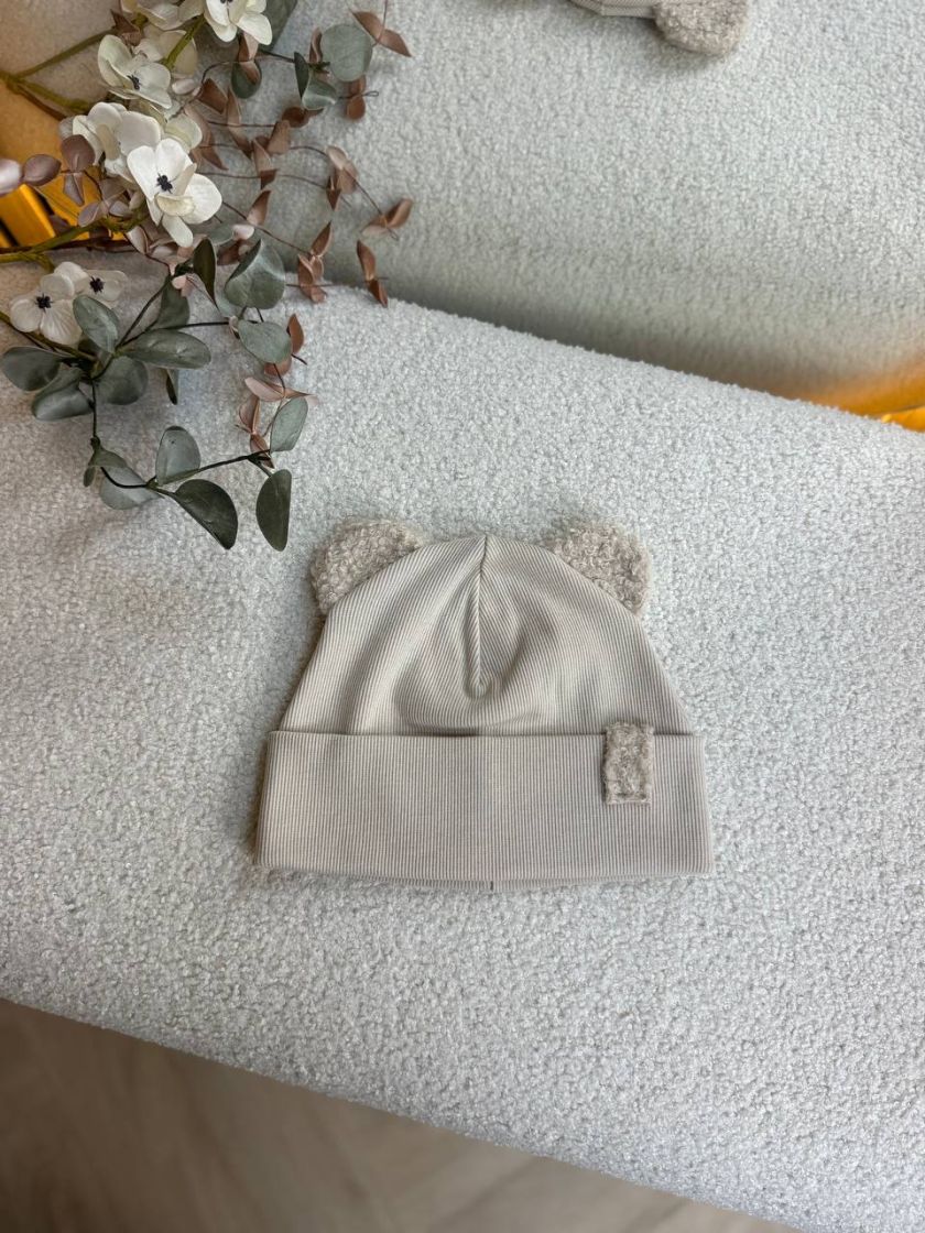 ❤ Шапка демісезонна з вушками Тедді. Принт - Кремовий світліший (#58601561) ✓ Anna Konvert