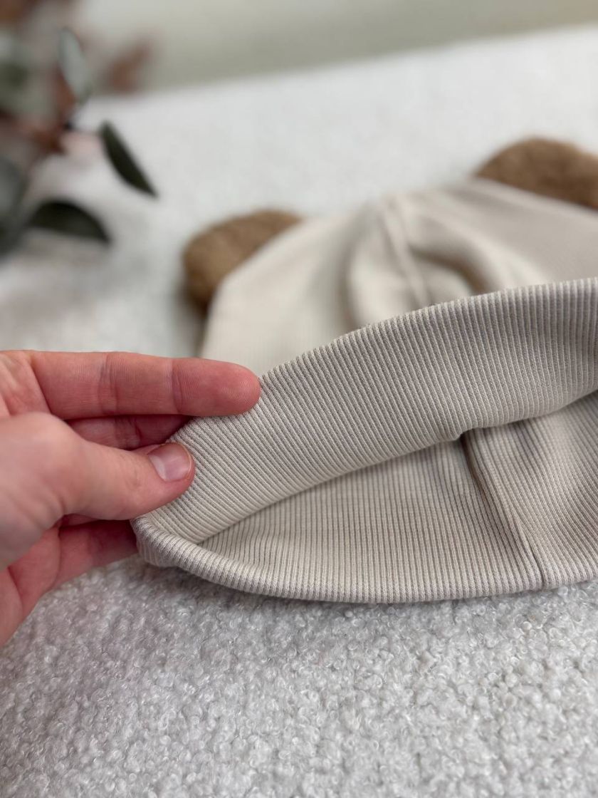 ❤ Шапка демісезонна з вушками Тедді. Принт - Кремовий темніший (#11668808) ✓ Anna Konvert