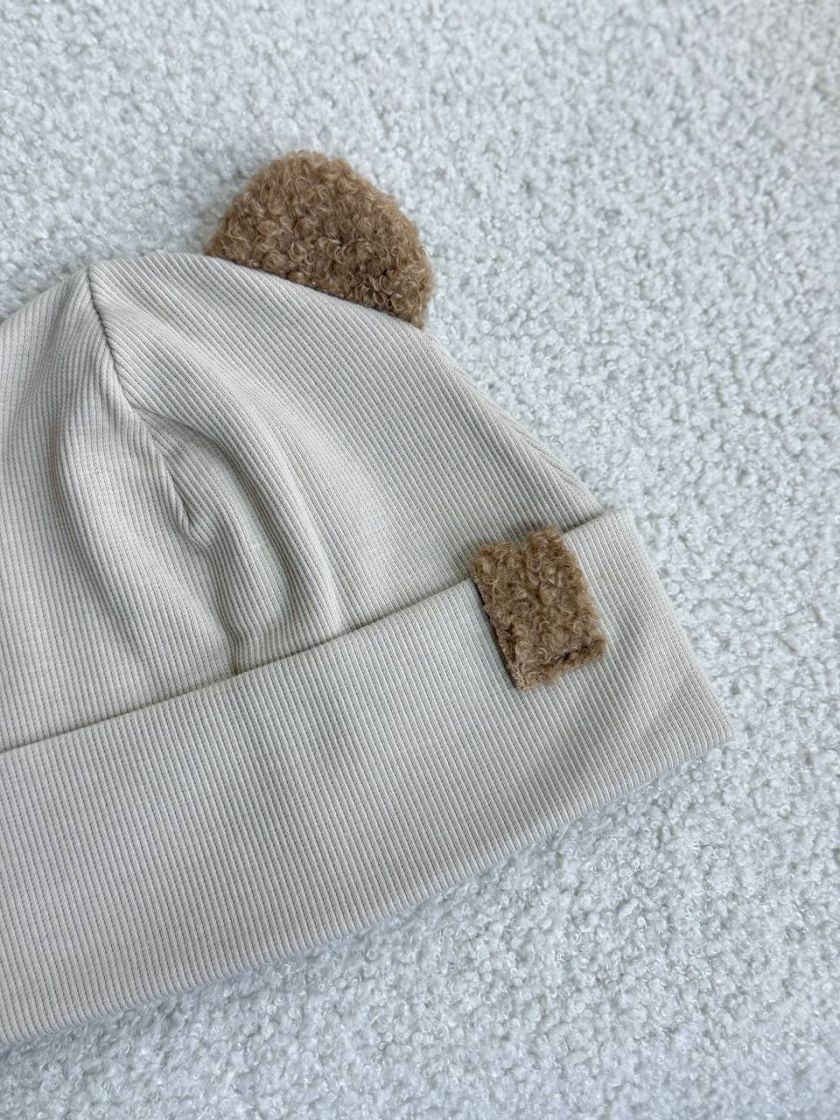 ❤ Шапка демісезонна з вушками Тедді. Принт - Кремовий темніший (#11668808) ✓ Anna Konvert