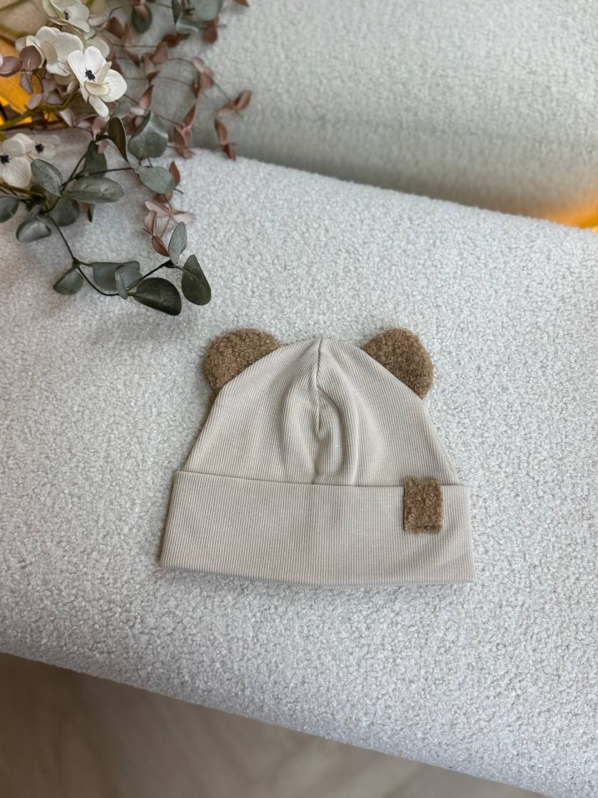 ❤ Шапка демісезонна з вушками Тедді. Принт - Кремовий темніший (#11668808) ✓ Anna Konvert