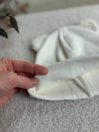 ❤ Шапка демісезонна з вушками Тедді. Принт - Молочний (#33419355) ✓ Anna Konvert 2