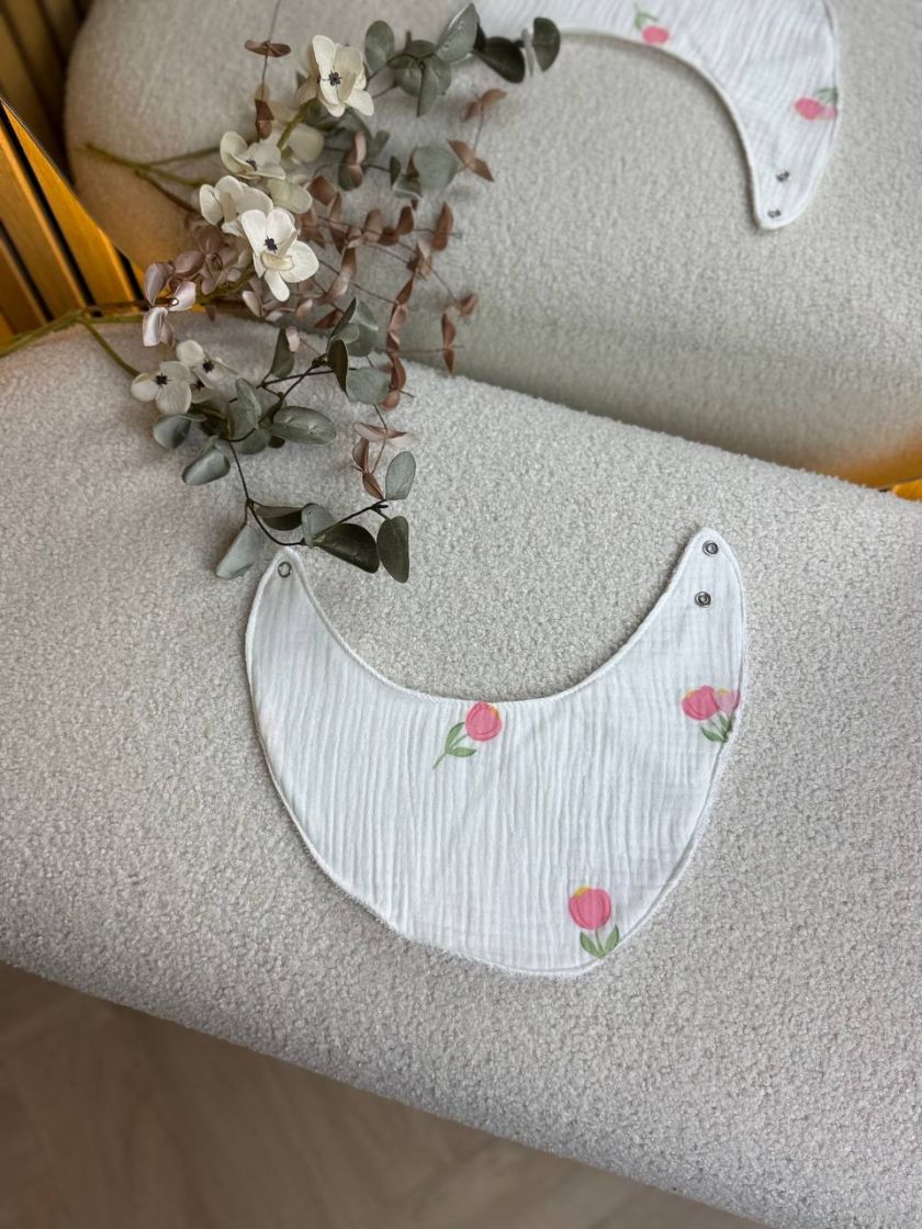 ❤ Слюнявчик, нагрудник мусліновий, непромакаючий. Принт - Дрібні тюльпани (#35622577) ✓ Anna Konvert