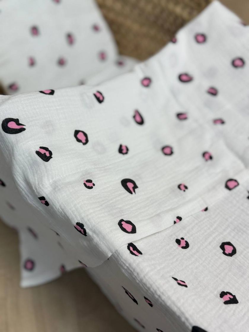 ❤ Набір у візочок мусліновий. Колір - Лео рожевий на білому (#54124514) ✓ Anna Konvert