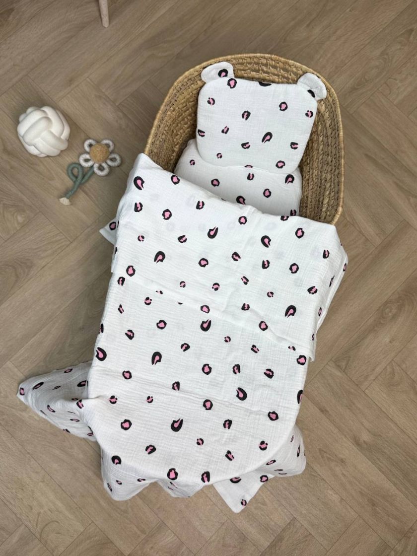 ❤ Набір у візочок мусліновий. Колір - Лео рожевий на білому (#54124514) ✓ Anna Konvert