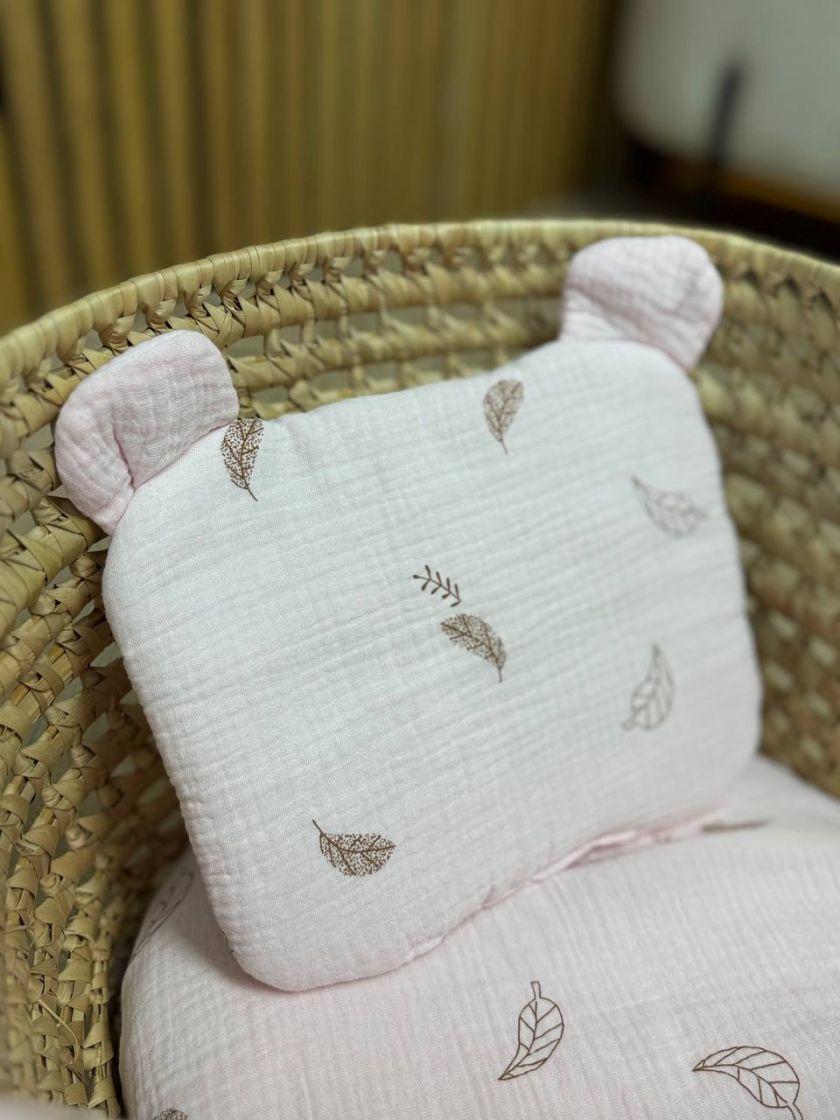 ❤ Набір у візочок мусліновий. Колір - Листочки контур на ніжно рожевому (#86586866) ✓ Anna Konvert