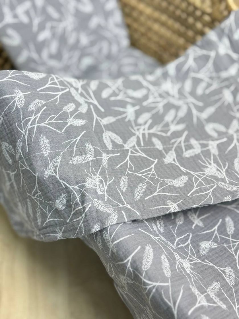 ❤ Набір у візочок мусліновий. Колір - Листочки контур на сірому (#55083182) ✓ Anna Konvert