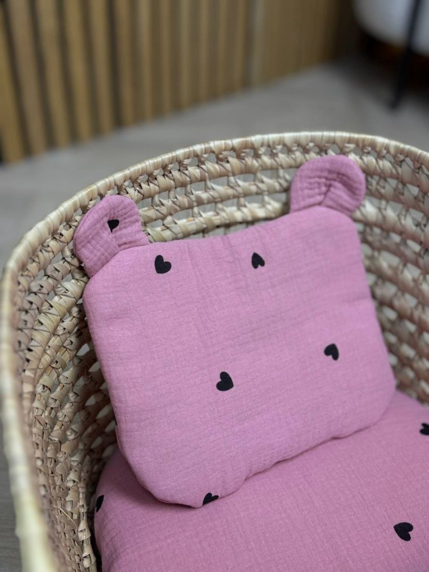 ❤ Набір у візочок мусліновий. Колір - Серця дрібні чорні на малиновому (#85826822) ✓ Anna Konvert