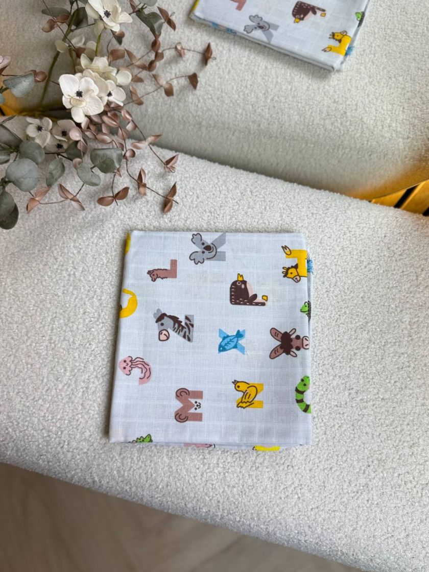 ❤ Пелюшки муслінові двошарові. Принт - Букви звірі (#28256370) ✓ Anna Konvert