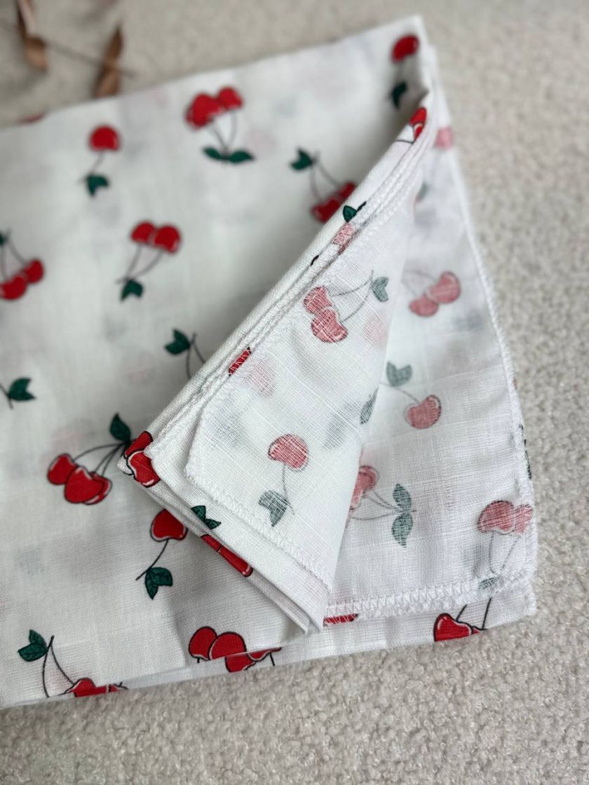 ❤ Пелюшки муслінові двошарові. Принт - Вишеньки (#46181240) ✓ Anna Konvert