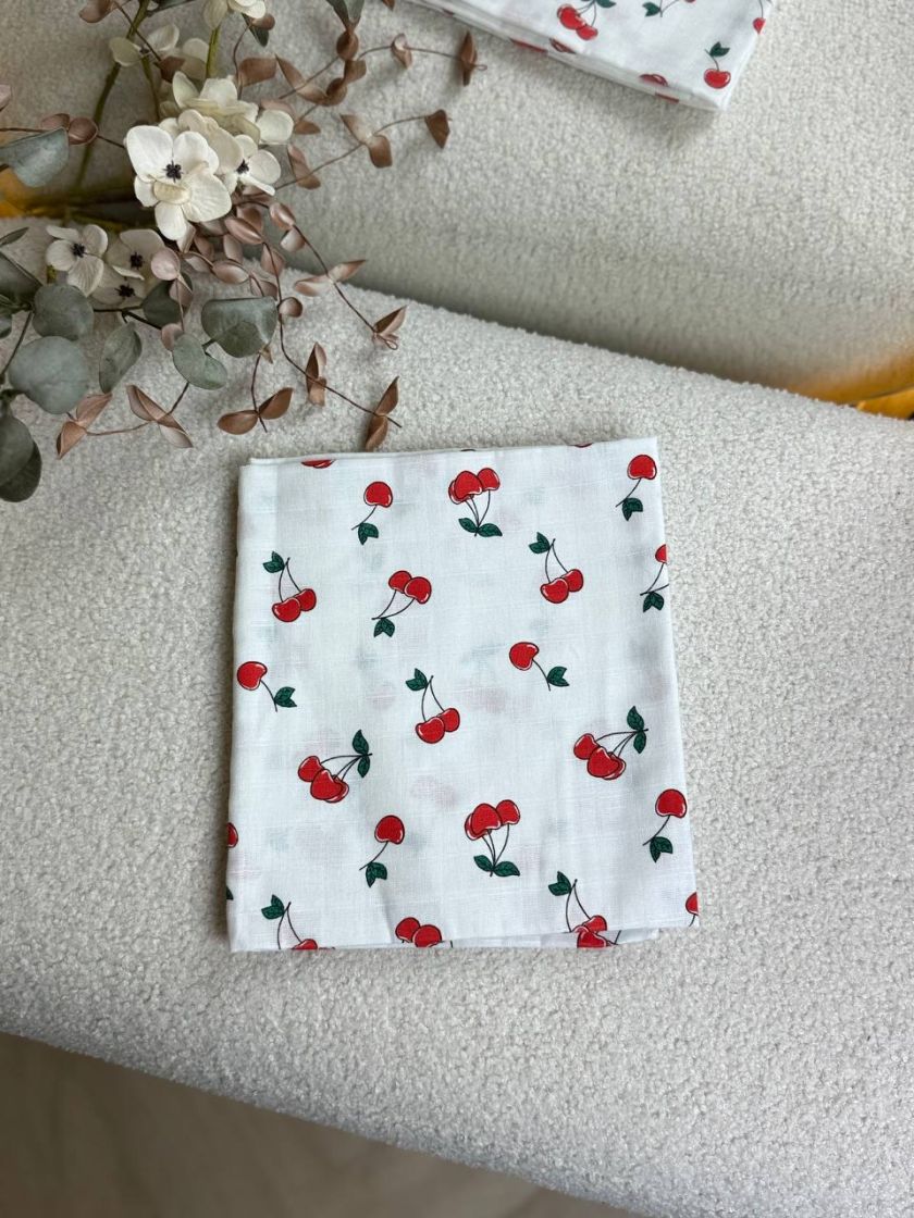 ❤ Пелюшки муслінові двошарові. Принт - Вишеньки (#46181240) ✓ Anna Konvert