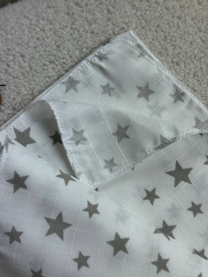 ❤ Пелюшки муслінові двошарові. Принт - Сірі маленькі зірки на білому (#95539139) ✓ Anna Konvert 2