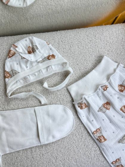 ❤ Комплект 3ка з сороч. 56-62, рубчик, Ромашка. Принт - Ведмедик сплячий в піжамці. Розмір - 56 (#97166565) ✓ Anna Konvert 2