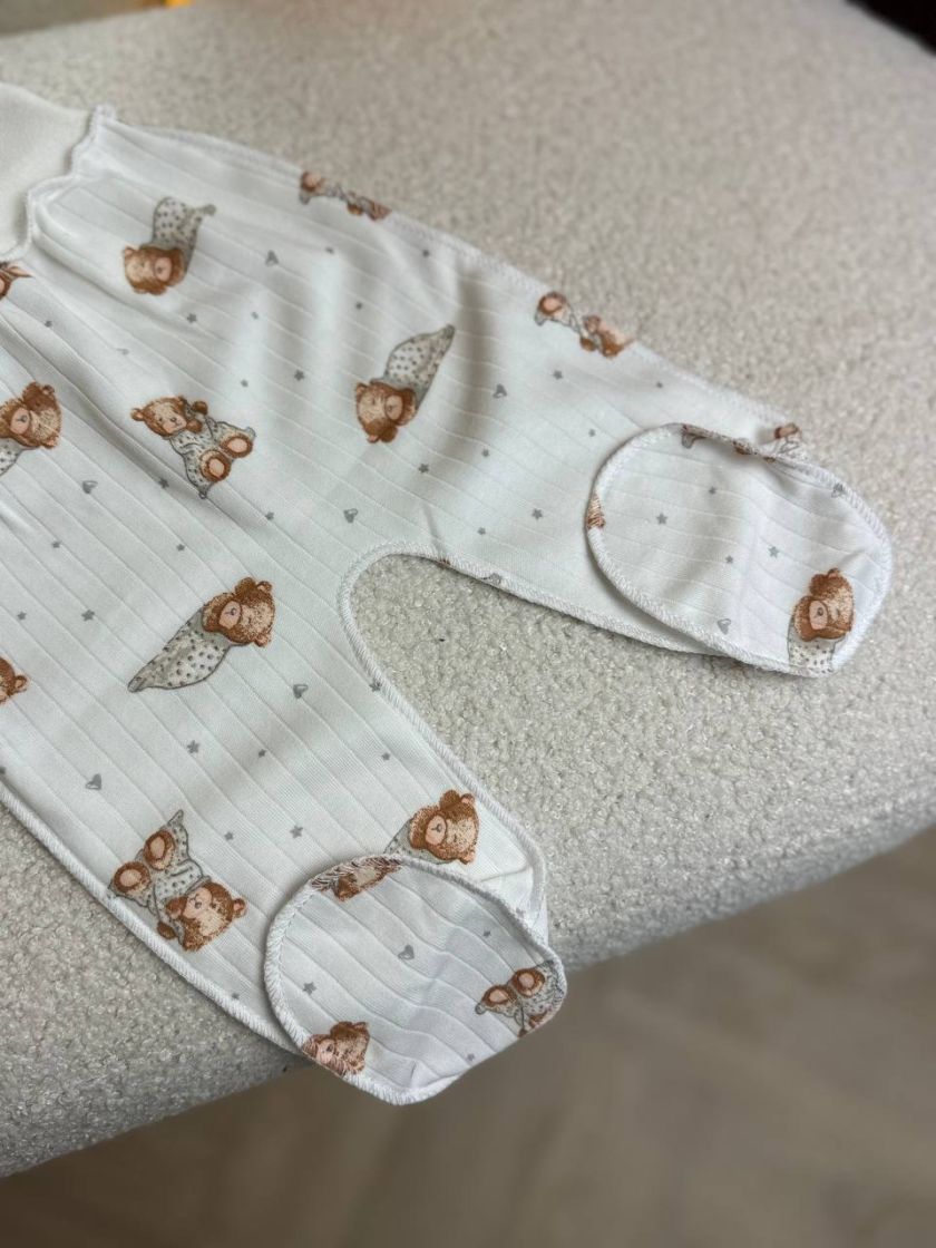 ❤ Комплект 3ка з сороч. 56-62, рубчик, Ромашка. Принт - Ведмедик сплячий в піжамці. Розмір - 56 (#97166565) ✓ Anna Konvert