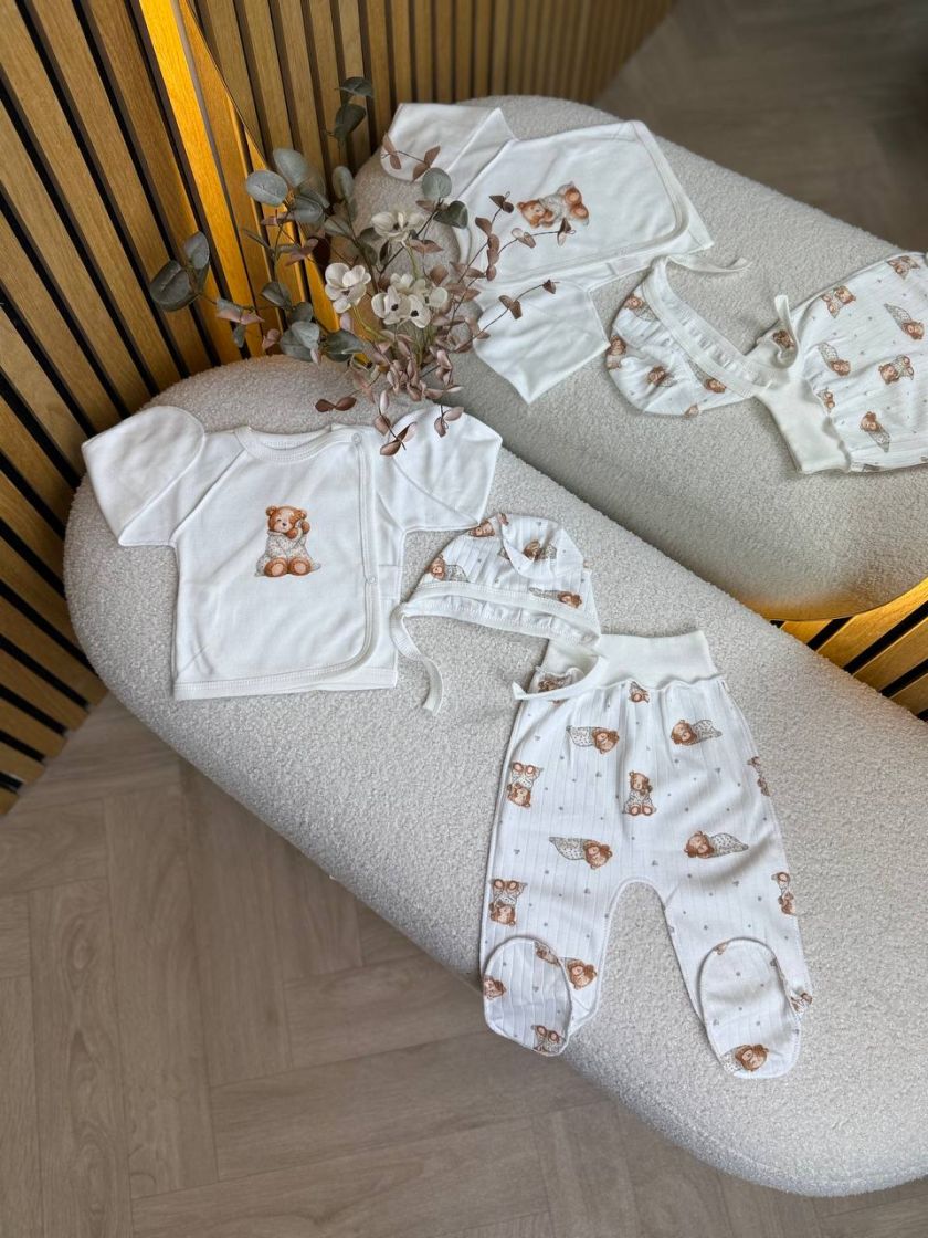 ❤ Комплект 3ка з сороч. 56-62, рубчик, Ромашка. Принт - Ведмедик сплячий в піжамці. Розмір - 56 (#97166565) ✓ Anna Konvert