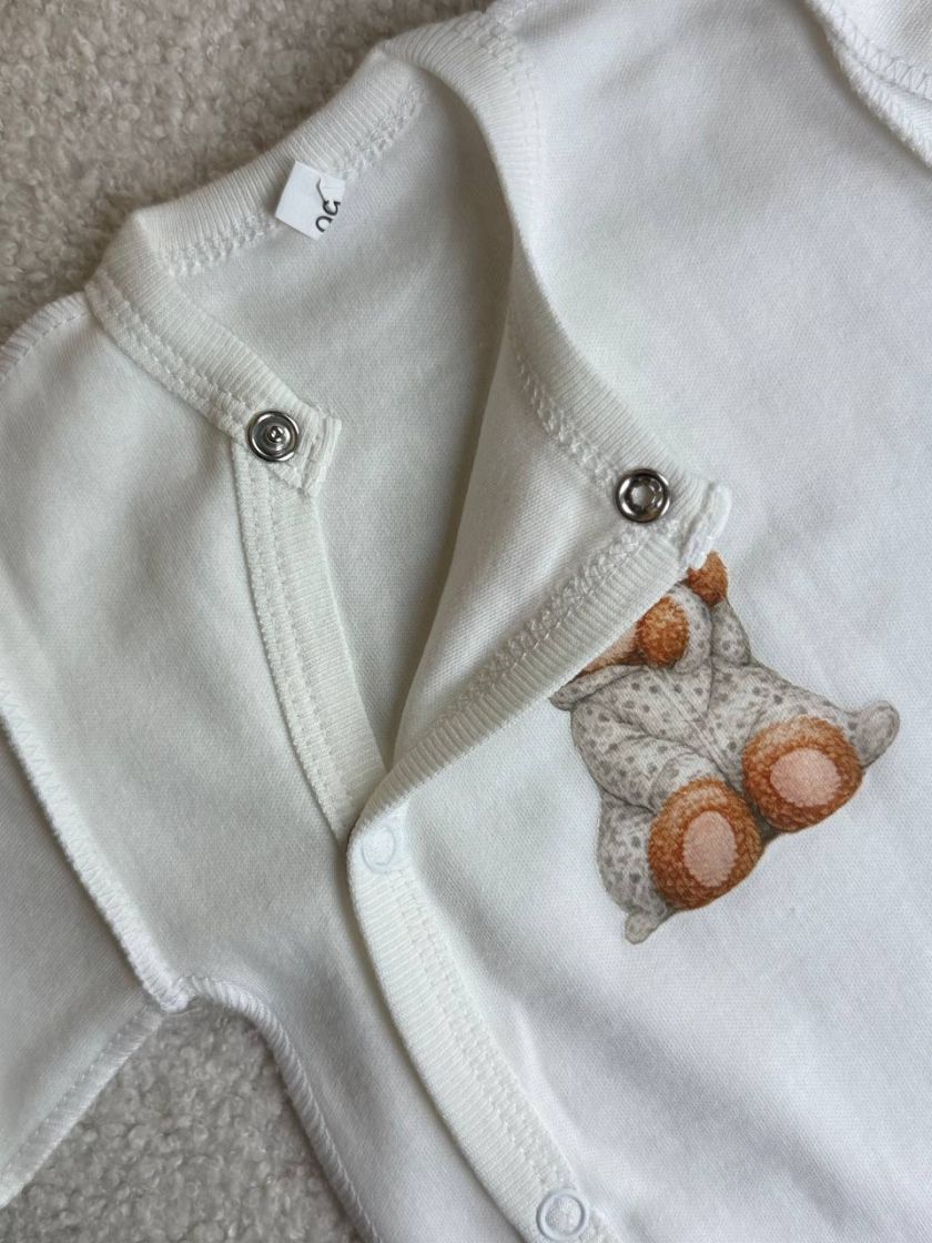 ❤ Комплект 3ка з боді, рубчик принт, Ромашка. Принт - Ведмедик сплячий в піжамці. Розмір - 56-62 (#98019767) ✓ Anna Konvert