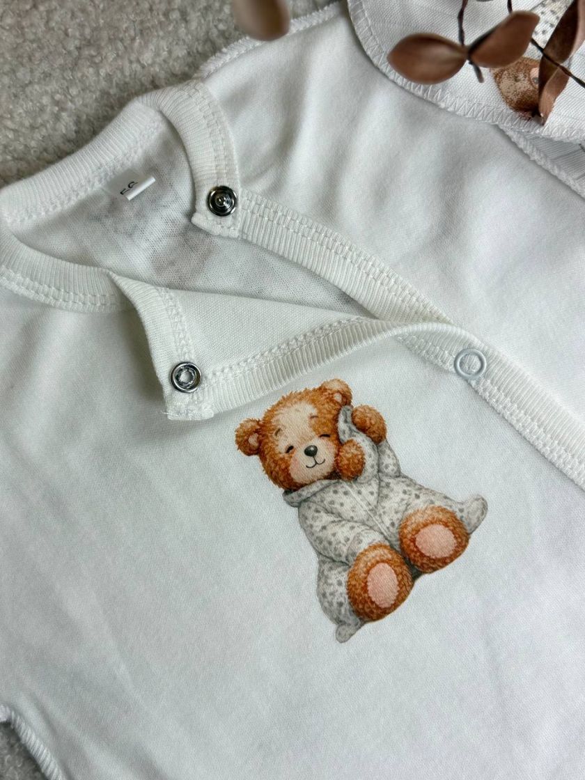 ❤ Чоловічок з шапочкою, рубчик, 56-62см. Принт - Ведмедик сплячий в піжамці (#34428318) ✓ Anna Konvert