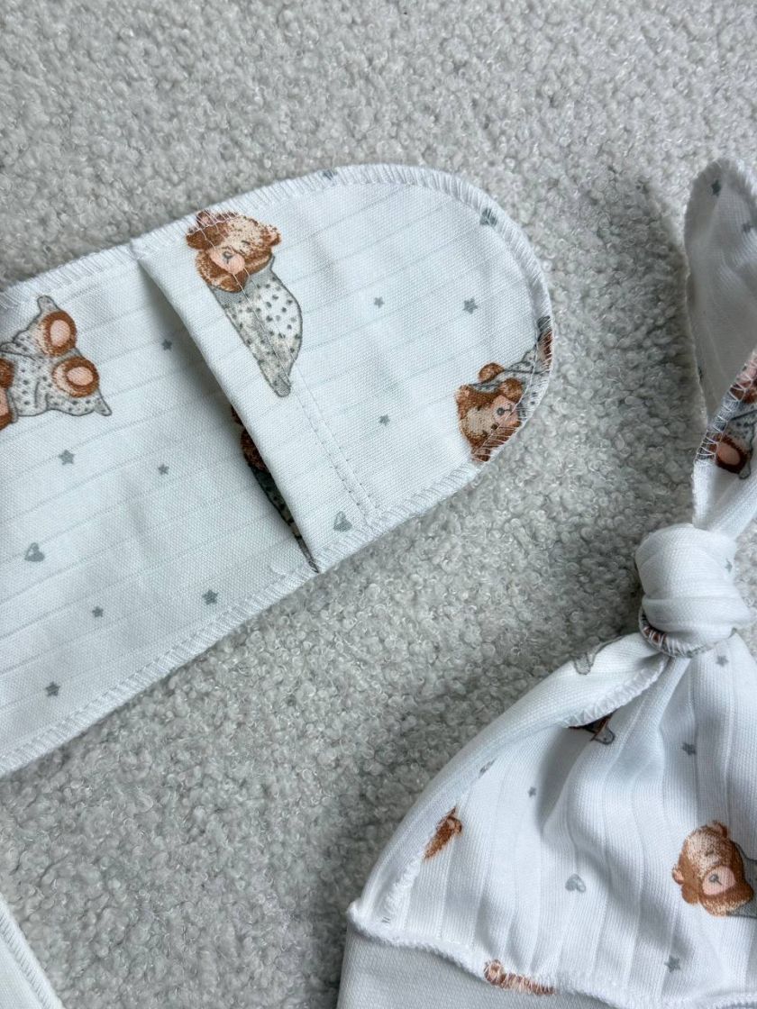 ❤ Чоловічок з шапочкою, рубчик, 56-62см. Принт - Ведмедик сплячий в піжамці (#34428318) ✓ Anna Konvert