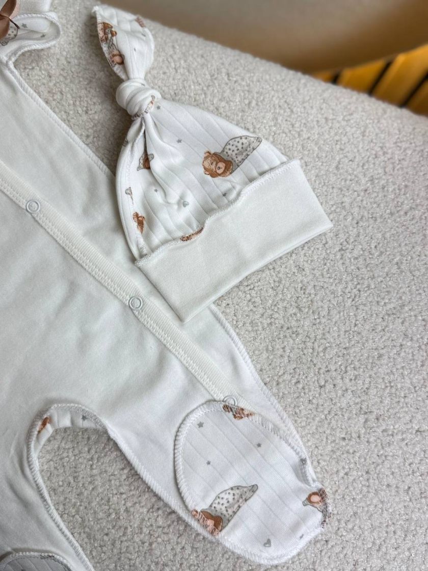 ❤ Чоловічок з шапочкою, рубчик, 56-62см. Принт - Ведмедик сплячий в піжамці (#34428318) ✓ Anna Konvert