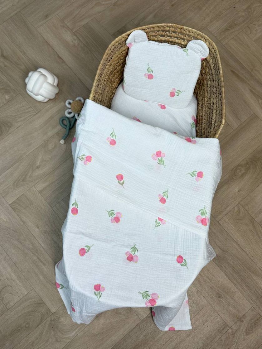 ❤ Набір у візочок мусліновий. Колір - Дрібні тюльпани (#92071825) ✓ Anna Konvert