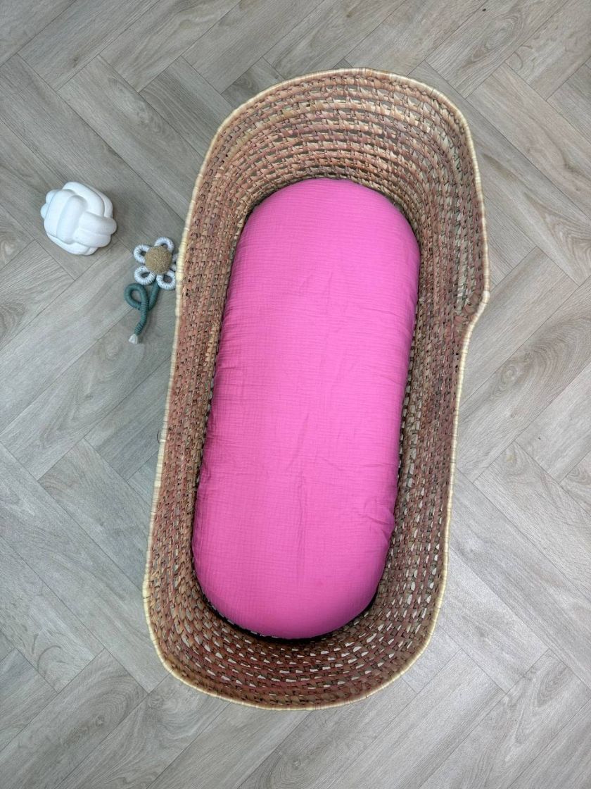 ❤ Простирадло муслін непромакаюче у візочок на гумці. Колір - Малиновий (#20212613) ✓ Anna Konvert