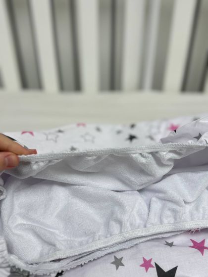 ❤ Простирадло у ліжко непромокаюче, 120/60 см. Принт - Зірки різні з рожевим (#90891451) ✓ Anna Konvert 2