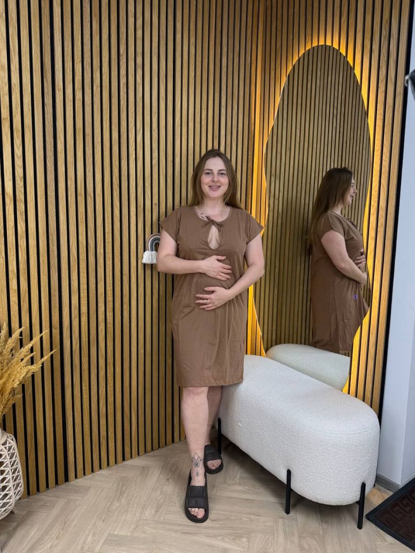 ❤ Сорочка на пологи бавовняна, 46-48р.. Колір - Молочний шоколад (#15912136) ✓ Anna Konvert