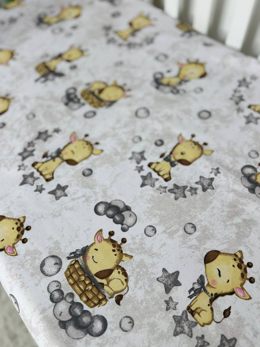 ❤ Простирадло у ліжко непромокаюче, 120/60 см. Принт - Жирафики сірі (#82767323) ✓ Anna Konvert