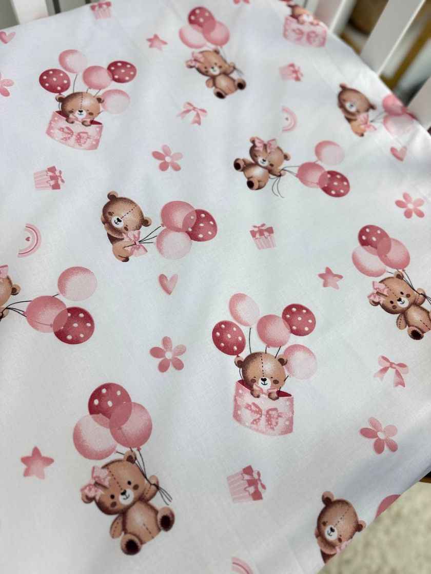 ❤ Простирадло у ліжко непромокаюче, 120/60 см. Принт - Ведмежа дівчинка з рожевими кульками (#94587803) ✓ Anna Konvert