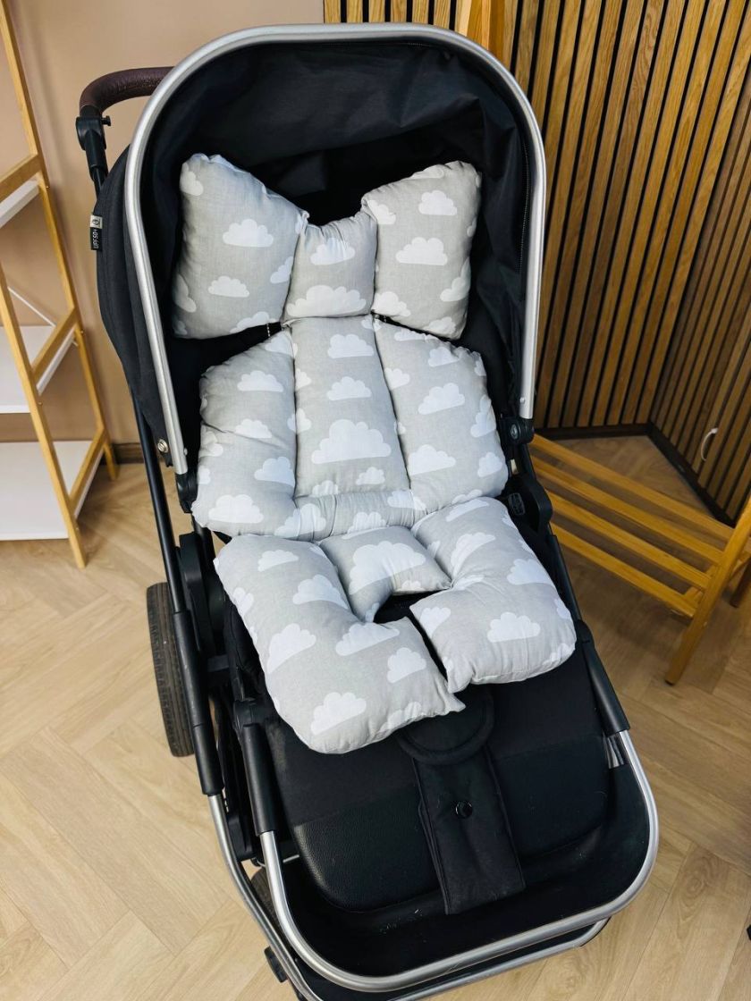 ❤ Матрасик візочок прогулянковий 3в1. Принт - Біла хмаринка на сірому (#1463927) ✓ Anna Konvert