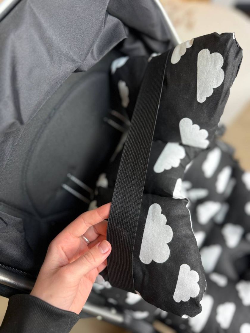 ❤ Матрасик візочок прогулянковий 3в1. Принт - Біла хмаринка на чорному (#85221261) ✓ Anna Konvert