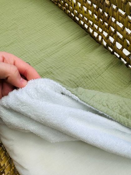 ❤ Простирадло муслін непромакаюче у візочок на гумці. Колір - Оливковий однотон (#13568452) ✓ Anna Konvert 2