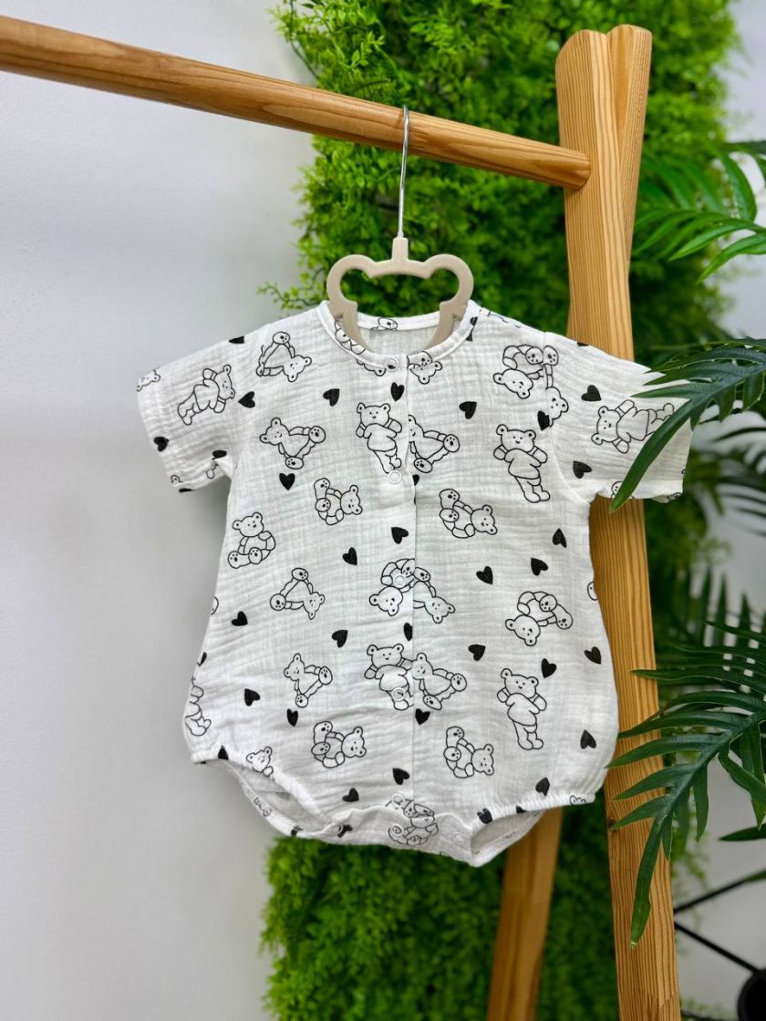 ❤ Боді мусліновий на кнопках, 56см. Принт - Ведмедики контур із сердечками (#5343205) ✓ Anna Konvert