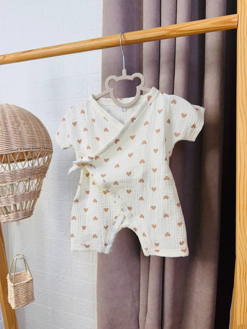 ❤ Муслінове кімоно. Колір - Бежеві сердечки на пісочному. Розмір - 68 см (#7214280) ✓ Anna Konvert