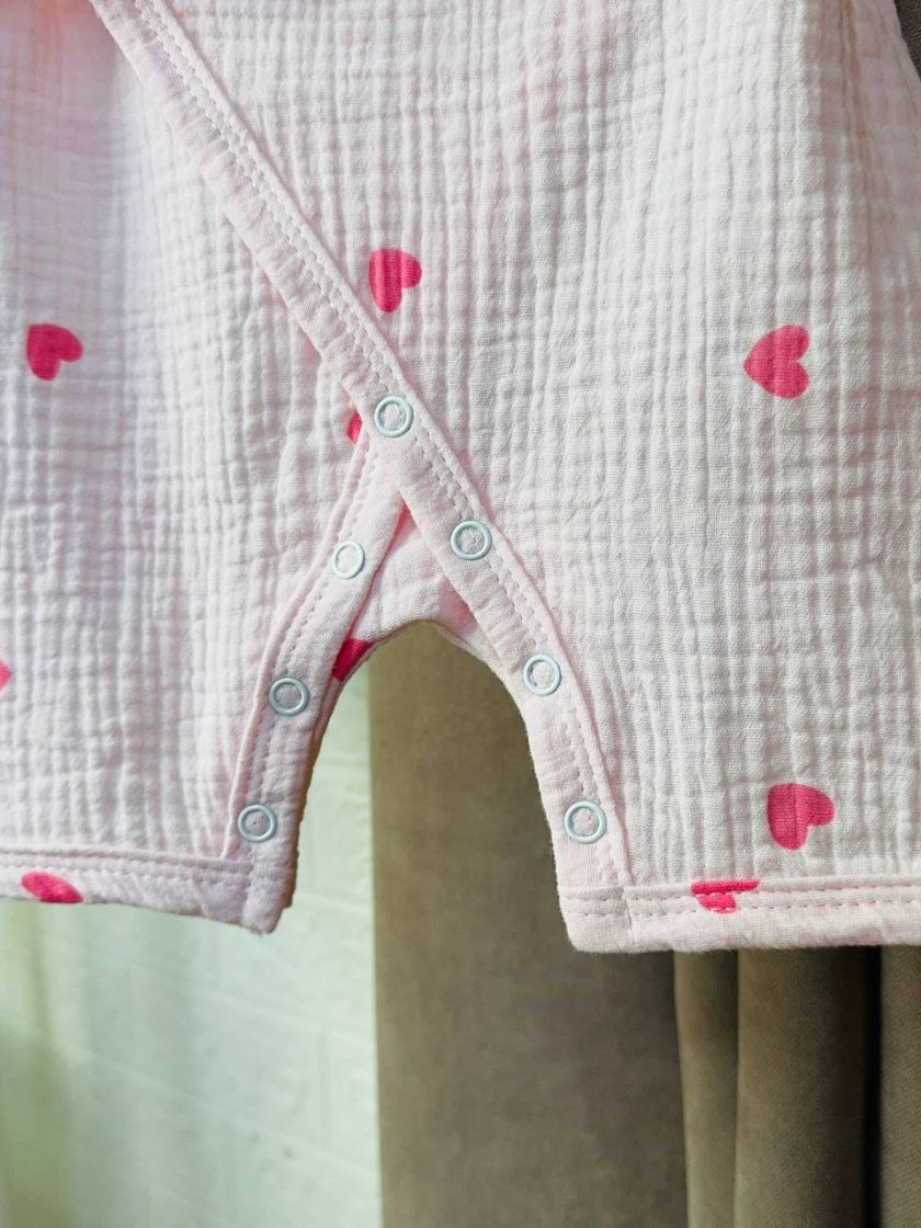 ❤ Муслінове кімоно. Колір - Рожеві серця на рожевому. Розмір - 62см (#2242407) ✓ Anna Konvert