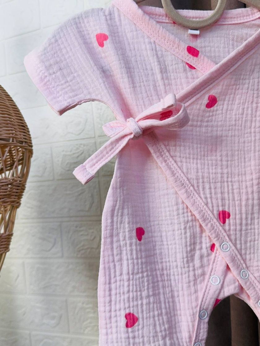 ❤ Муслінове кімоно. Колір - Рожеві серця на рожевому. Розмір - 62см (#2242407) ✓ Anna Konvert