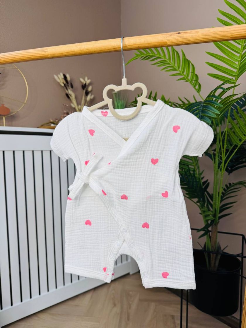 ❤ Муслінове кімоно. Колір - Рожеві серця на білому. Розмір - 68 см (#68867043) ✓ Anna Konvert