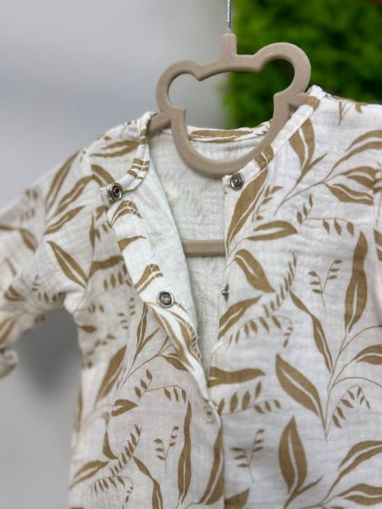 ❤ Чоловічок-пісочник мусліновий, 56 см. Принт - Листочки бежеві (#17048531) ✓ Anna Konvert 2