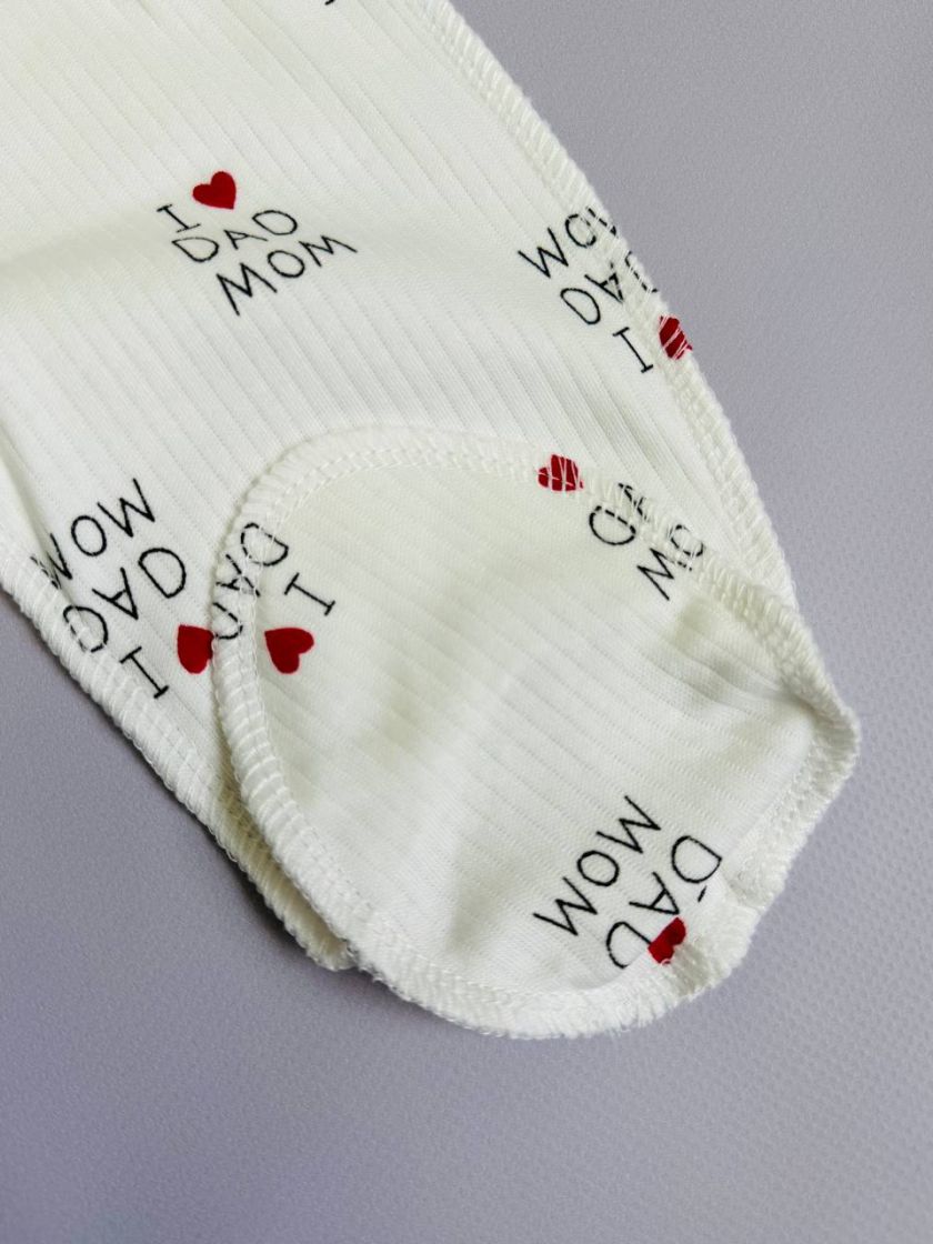 ❤ Комплект 2ка з боді з коротким рукавом, в рубчик. Принт - I love mom dad. Розмір - 62-68р (#4182866) ✓ Anna Konvert