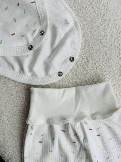 ❤ Комплект 2ка з боді з коротким рукавом, в рубчик. Принт - Різнокольорові палочки. Розмір - 56-62р (#43007618) ✓ Anna Konvert 2