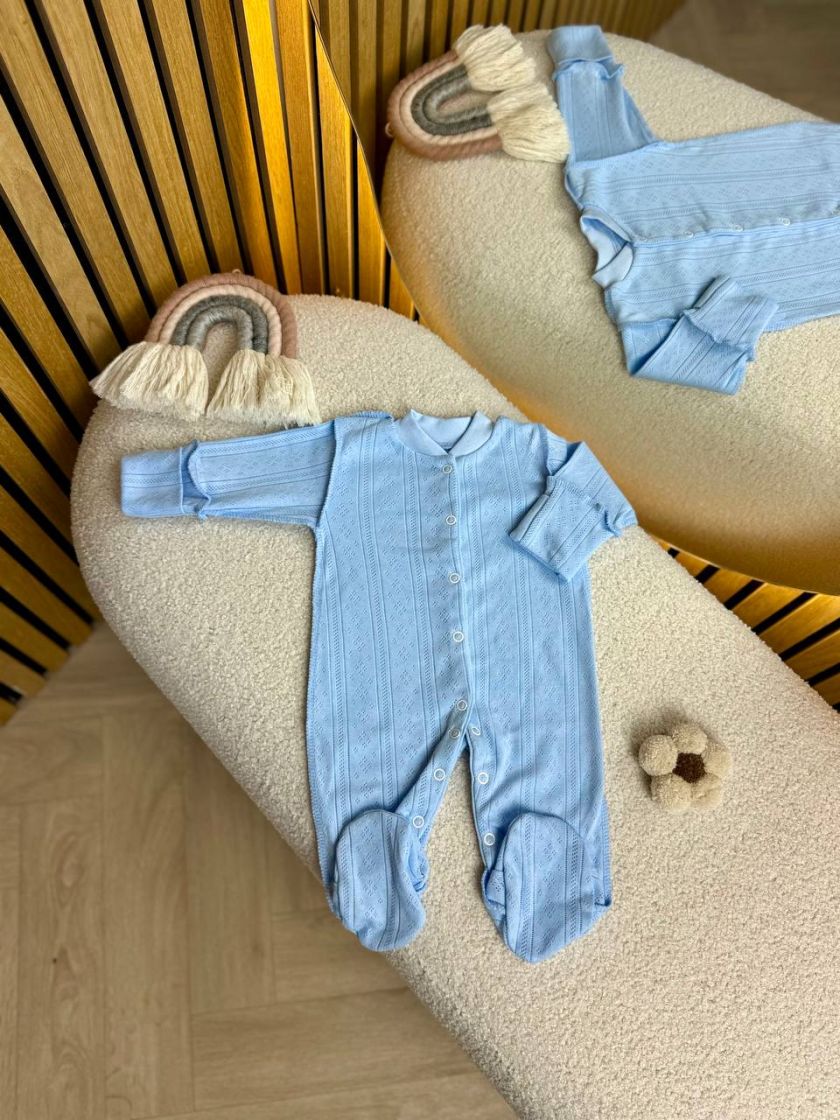 ❤ Чоловічок з перфорацією. Колір - Блакитний. Розмір - 62-68р (#296021) ✓ Anna Konvert