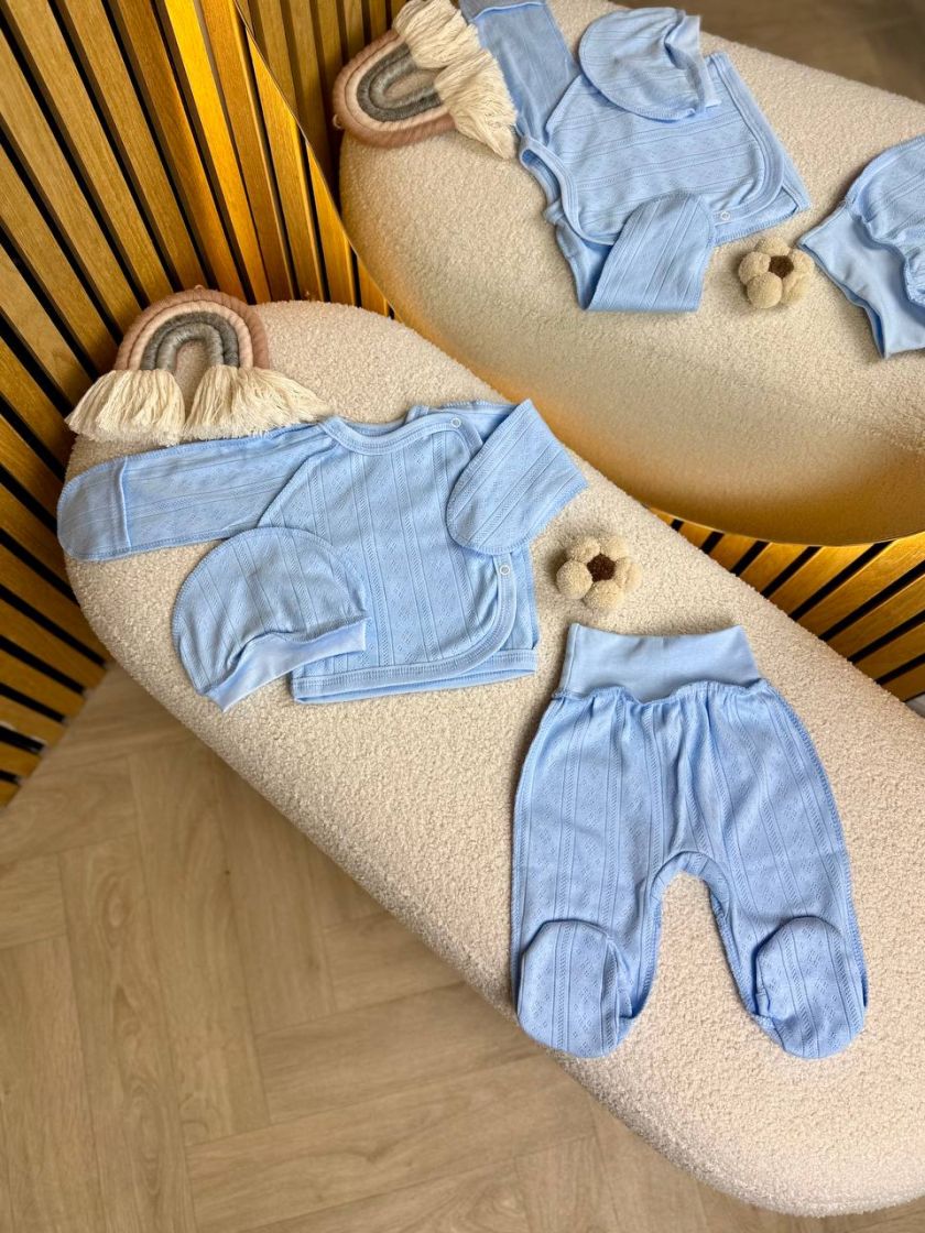 ❤ Комплект 3ка з сорочкою з перфорацією, 56-62р. Колір - Блакитний (#28546952) ✓ Anna Konvert